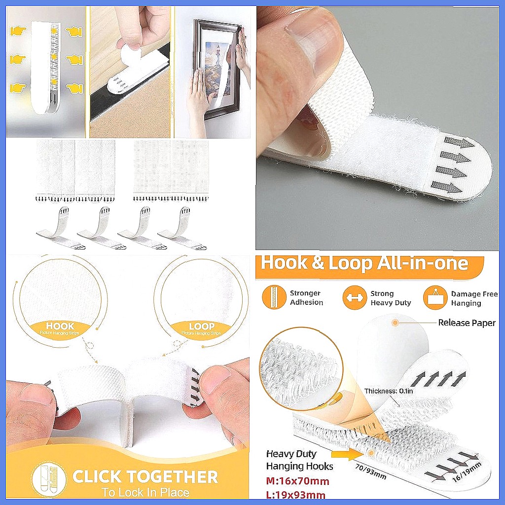 Picture Hanging Strip - 12 Pares de Tiras Adesivas para