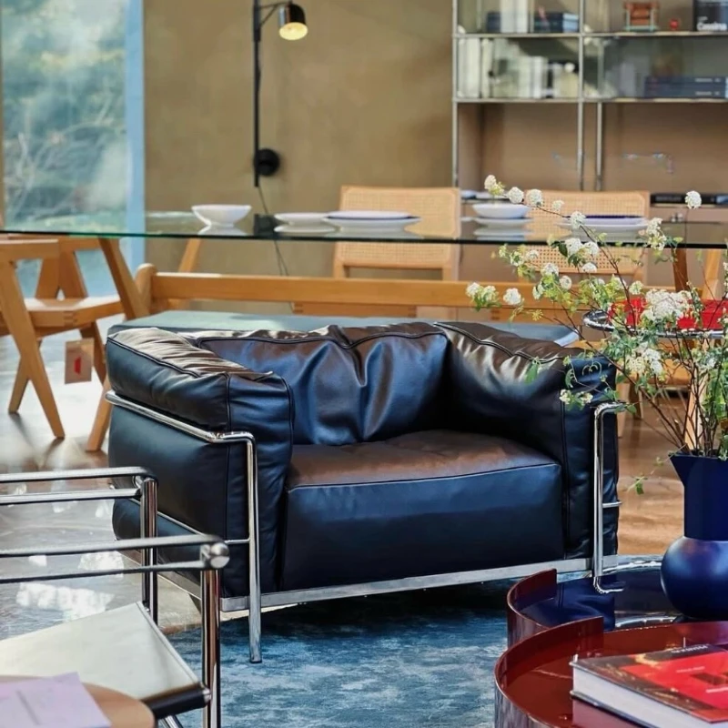 Sofá de Luxo Preto em Couro, D - Home Improvement And Services avaliação e preço